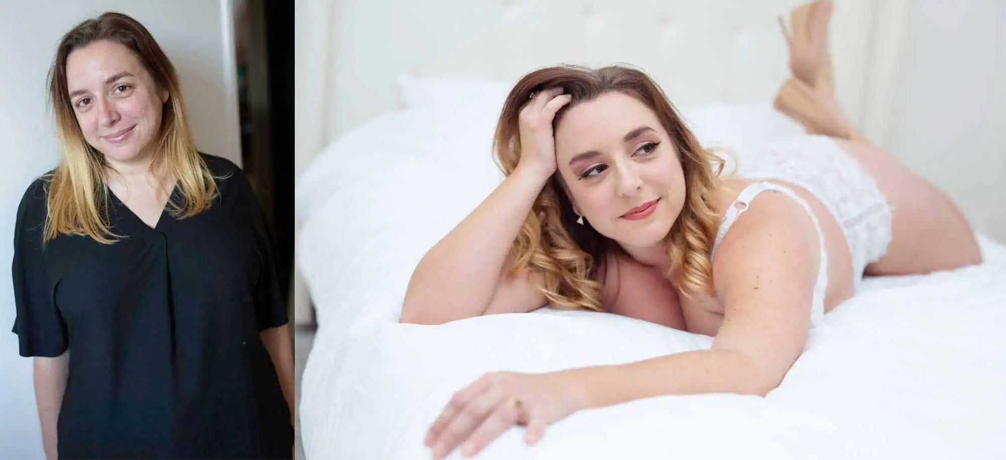Audrey avant et après sa séance boudoir
