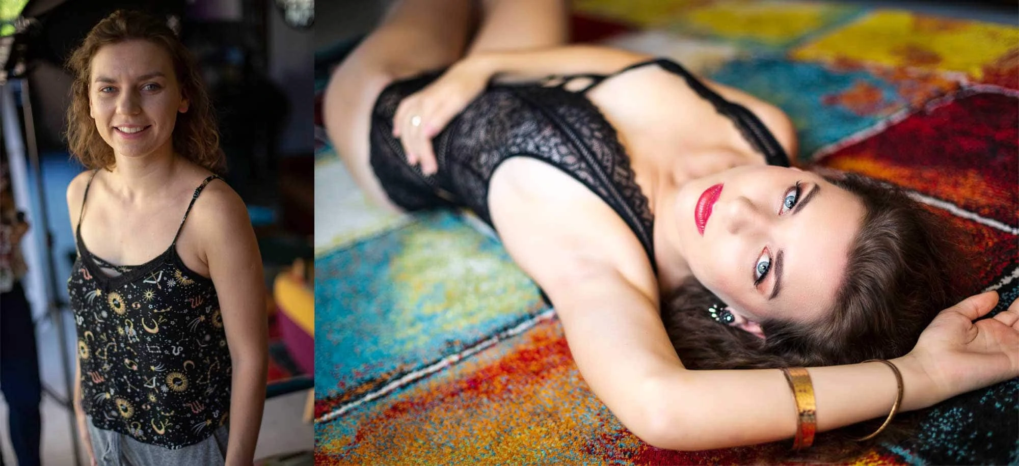 Odeliane avant et après sa séance boudoir