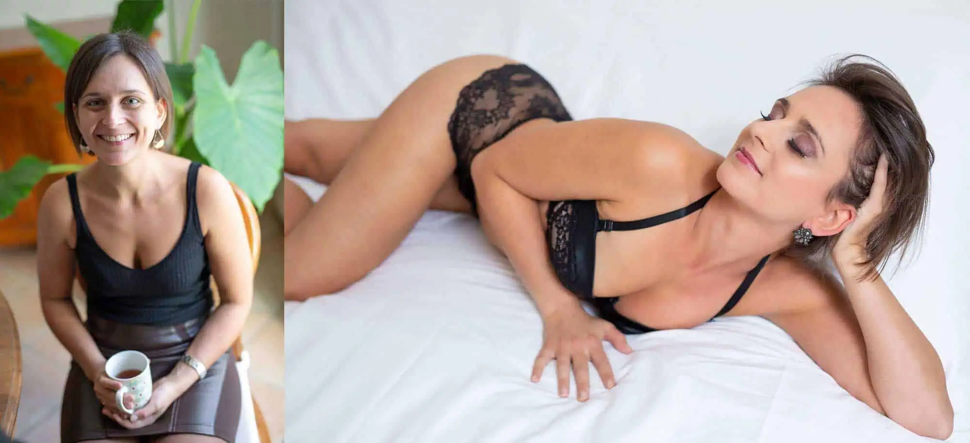 Sarah avant et après sa séance boudoir