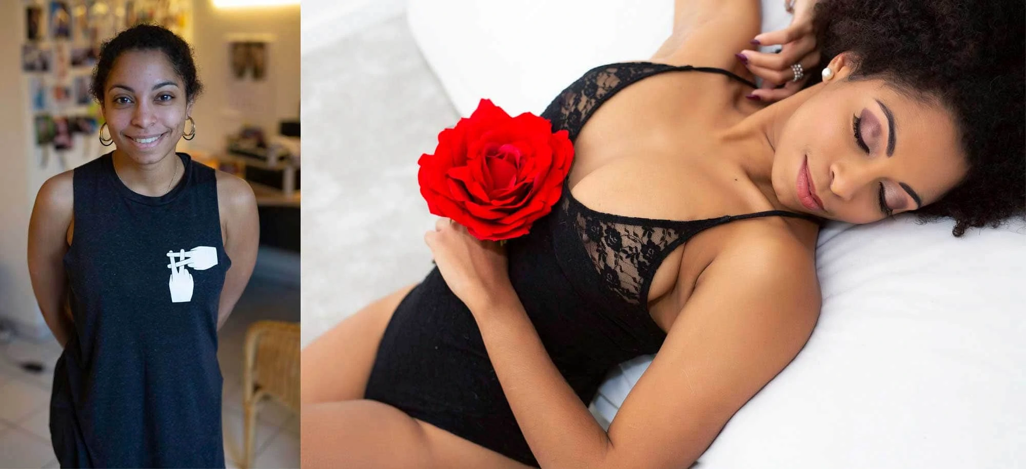 Sophie avant et après sa séance boudoir